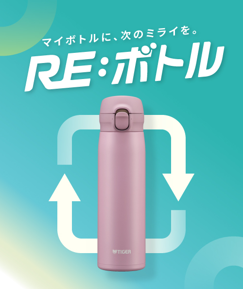 タイガーボトルのリサイクルされるイメージ。RE:ボトル
